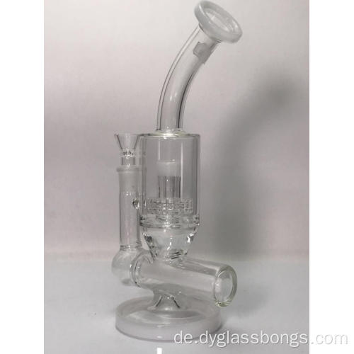 Klarglasbongs mit gebogenem Hals und Recycler